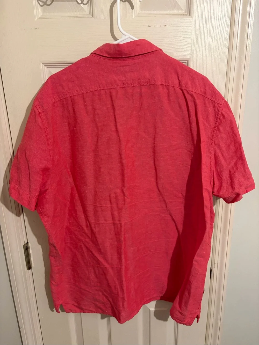 Banana Republic Men’s Short-Sleeve Button-Down Linen Blend Shirt - Coral